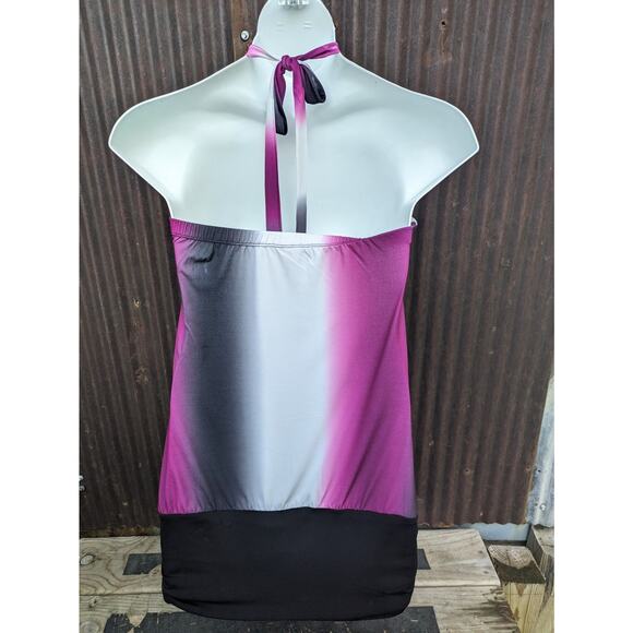 Vintage Y2K Going Out Halter Top Large Babydoll Ruche Bling Long Formal Coquette - Picture 5 of 12